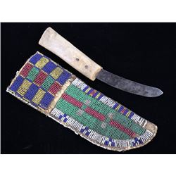 Northern Cheyenne Beaded Sheath & Knife c. 1850-76