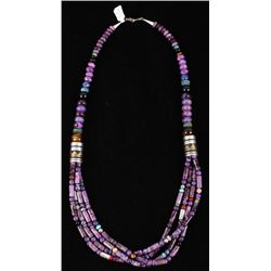 Navajo TR Singer Sugalite Multi Strand Necklace