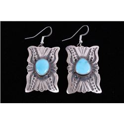 Navajo Sterling & Kingman Turquoise Earrings