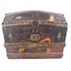 Image 2 : Early 1900's Humpback Steamer Metal Plated Trunk