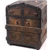 Image 4 : Early 1900's Humpback Steamer Metal Plated Trunk