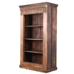 Scandinavian High Relief Carved Solid Wood Shelf