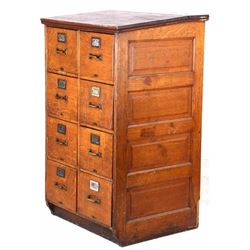 Early Industrial Quarter Sawn Oak Filing Cabinet