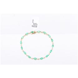 Natural Emerald (5.62ct) & Diamond 14K Bracelet