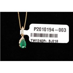 Natural Emerald & Diamond 14K Necklace Pendant