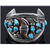 Image 1 : Navajo Kingman Turquoise & Bear Claw Bracelet