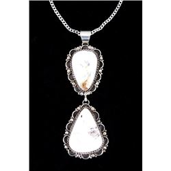 Navajo B. Lee White Buffalo Sterling Necklace
