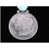 Image 3 : Navajo Kingman Turquoise Morgan Dollar Necklace
