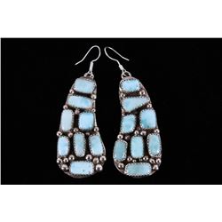 Navajo B. Lee Larimar Sterling Silver Earrings