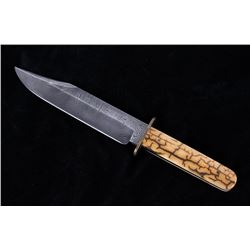 Mosaic Damascus Steel Mammoth Tusk Bowie Knife