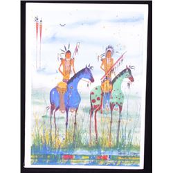 Original Watercolor by Crow Native Leland Stewart