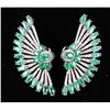 Image 1 : Great Gatsby Peacock Feather Emerald 18K Earrings