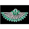 Image 2 : Great Gatsby Peacock Feather Emerald 18K Earrings