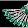 Image 3 : Great Gatsby Peacock Feather Emerald 18K Earrings