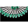 Image 6 : Great Gatsby Peacock Feather Emerald 18K Earrings