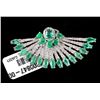 Image 8 : Great Gatsby Peacock Feather Emerald 18K Earrings