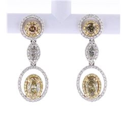 Fancy Colored Diamond 14K Gold Dangle Earrings