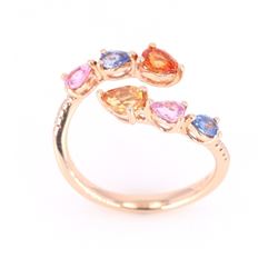 Multi-Colored Sapphire & Diamond 14K Ring