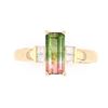 Image 1 : Bi-Color Watermelon Tourmaline & Diamond Ring