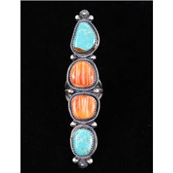Navajo Kingman Turquoise & Spiny Oyster Ring