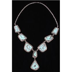 Navajo B. Lee Number 8 Turquoise & Silver Necklace