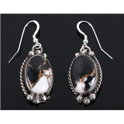 Navajo White Buffalo, Copper & Sterling Earrings
