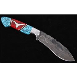Navajo D. Yellowhorse Turquoise Longhorn Knife