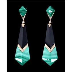 Great Gatsby Malachite & Onyx Diamond Earrings