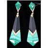 Image 2 : Great Gatsby Malachite & Onyx Diamond Earrings
