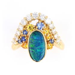 Australian Lightning Ridge Opal 18K Gold Ring