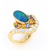 Image 5 : Australian Lightning Ridge Opal 18K Gold Ring