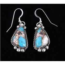 Navajo White Buffalo, Turquoise & Copper Earrings