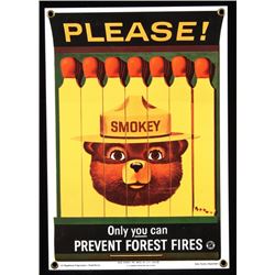 Smokey Bear U.S. Forest Service Porcelain Sign