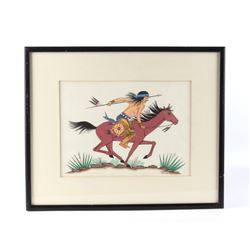Apache Warrior Painting by Ignatius Palmer 1972