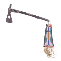 Crow Heart Cutout Pipe Tomahawk Beaded Drop 1900-