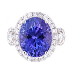 Deep Violet Blue Tanzanite AAA 9.53 ct. PT950 Ring