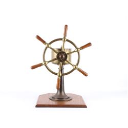 John Hastie Brass & Oak 6 Spoke Yacht Wheel