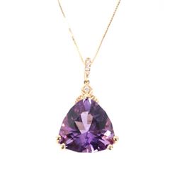 Amethyst (7.58ct) and Diamond 14K Necklace Pendant