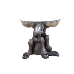 Cast Plaster Moose & Glass Topped Coffee Table
