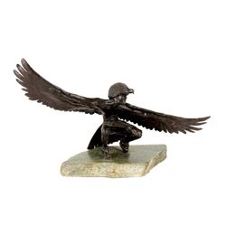 Gary Herbert Indian in Eagle Feathers Bronze