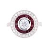 Image 1 : Art Deco Antique Style Diamond Ruby Platinum Ring