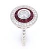 Image 4 : Art Deco Antique Style Diamond Ruby Platinum Ring