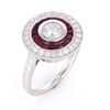 Image 5 : Art Deco Antique Style Diamond Ruby Platinum Ring
