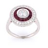 Image 6 : Art Deco Antique Style Diamond Ruby Platinum Ring