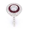 Image 8 : Art Deco Antique Style Diamond Ruby Platinum Ring