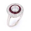 Image 9 : Art Deco Antique Style Diamond Ruby Platinum Ring