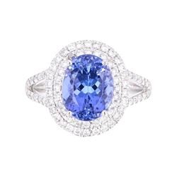 RARE AAA Quality Tanzanite & Diamond Platinum Ring