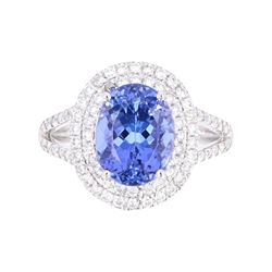 RARE AAA Quality Tanzanite & Diamond Platinum Ring