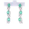 Image 1 : Green Emerald, Diamond 14K Dangle Earrings