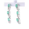 Image 2 : Green Emerald, Diamond 14K Dangle Earrings